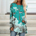 Japanese Flower And Bird Painting Art Print Long Sleeved Tunic