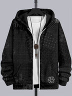 Men's Japanese Traditional Sashiko Art Comfy Full Zip Hoodie