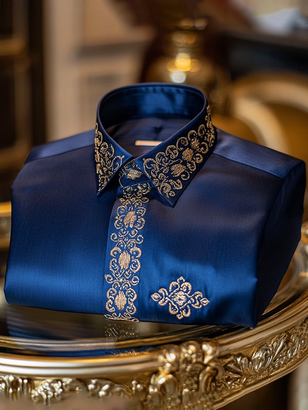 Men's Silk Cross Luxury Business Long Sleeve Shirt